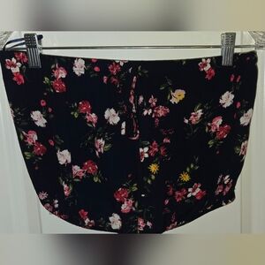 Floral Black Strapless Top